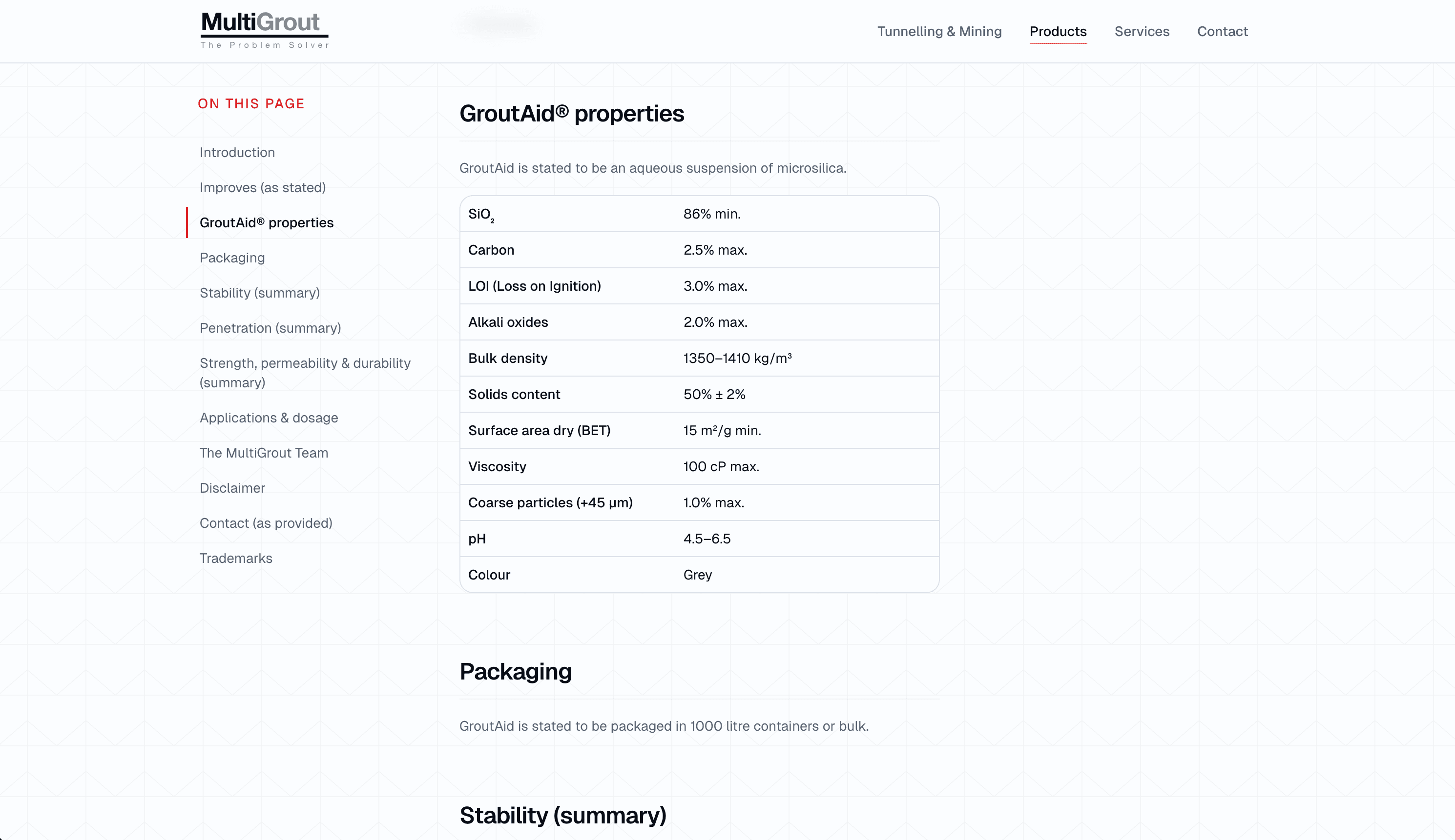 The new website's product page