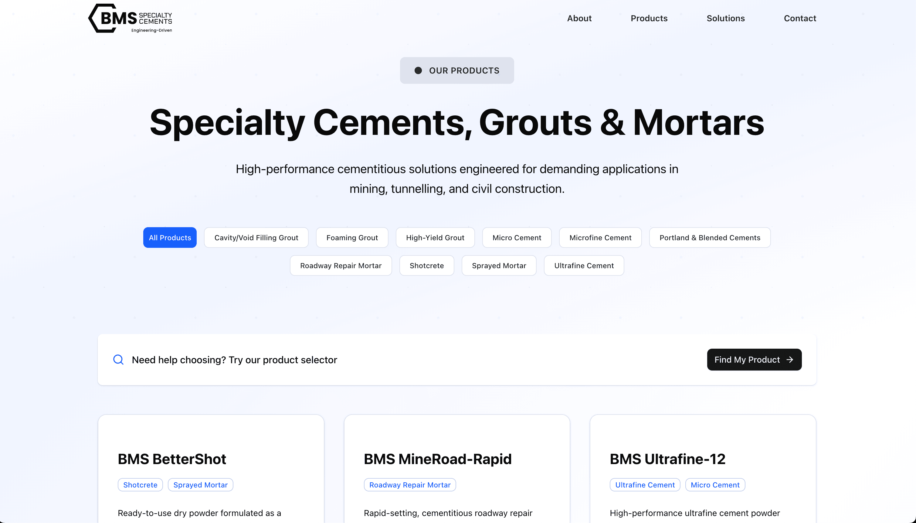The new website's product page